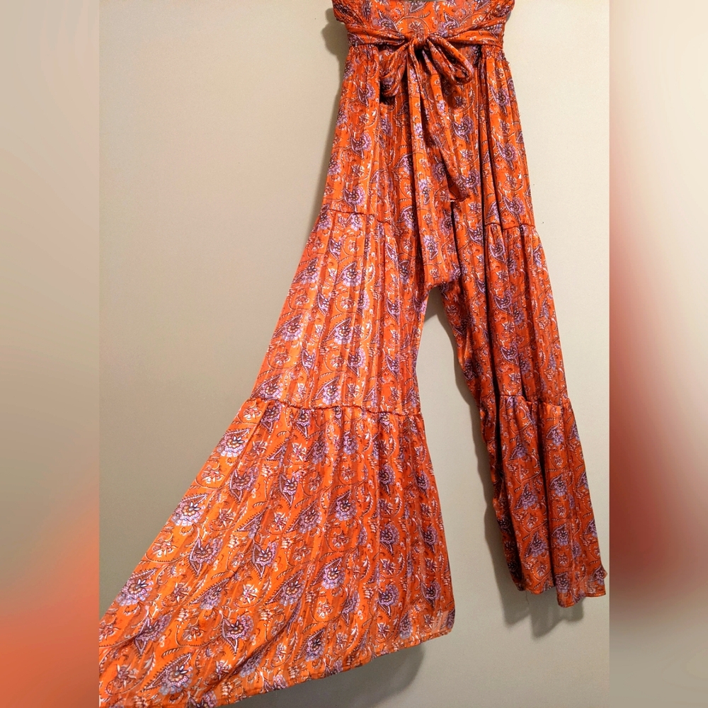 Tie front wide leg pants